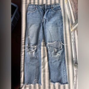 FP Movement by Free People Light Blue Distressed Straight Leg Jeans